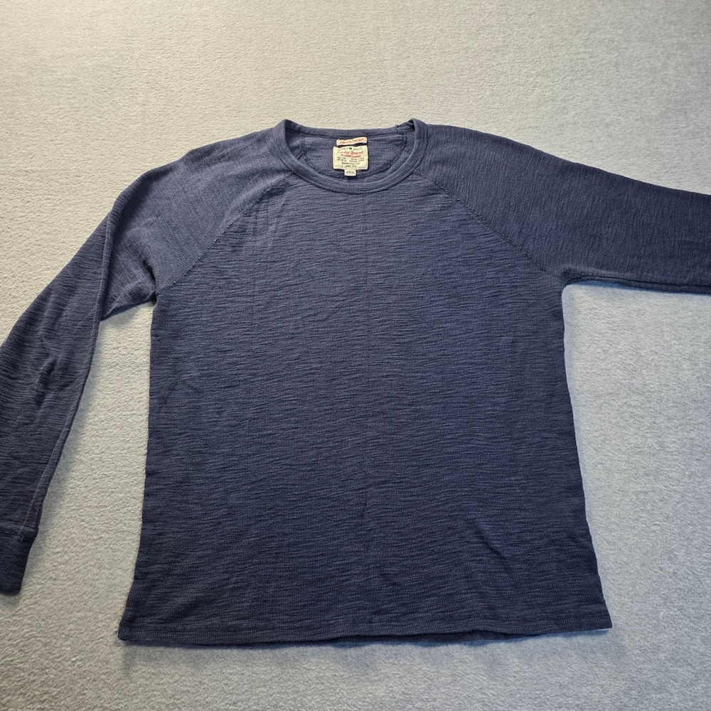 Lucky Brand Mens Large Navy Waffle Knit Thermal Shirt Raglan Long Sleeve